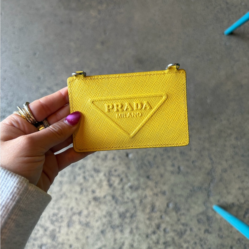 Prada Bright Yellow Saffiano Leather Card Case